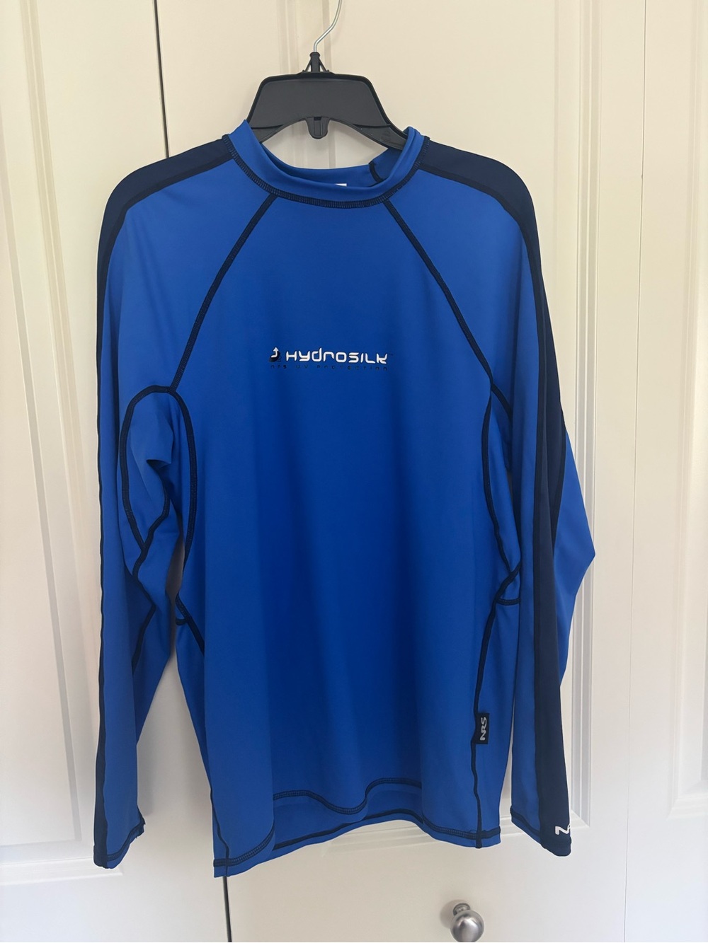 Men’s NRS HydroSilk blue Long Sleeve Rash Guard shirt UV protection sz large